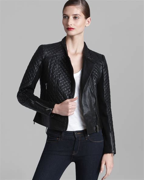 womens leather jacket black michael kors|Michael Kors jackets women's sale.